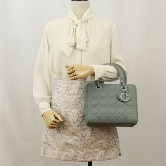 Dior Lady Dior Grey Leather Handbag (Pre-Owned) - Picture 6 of 12